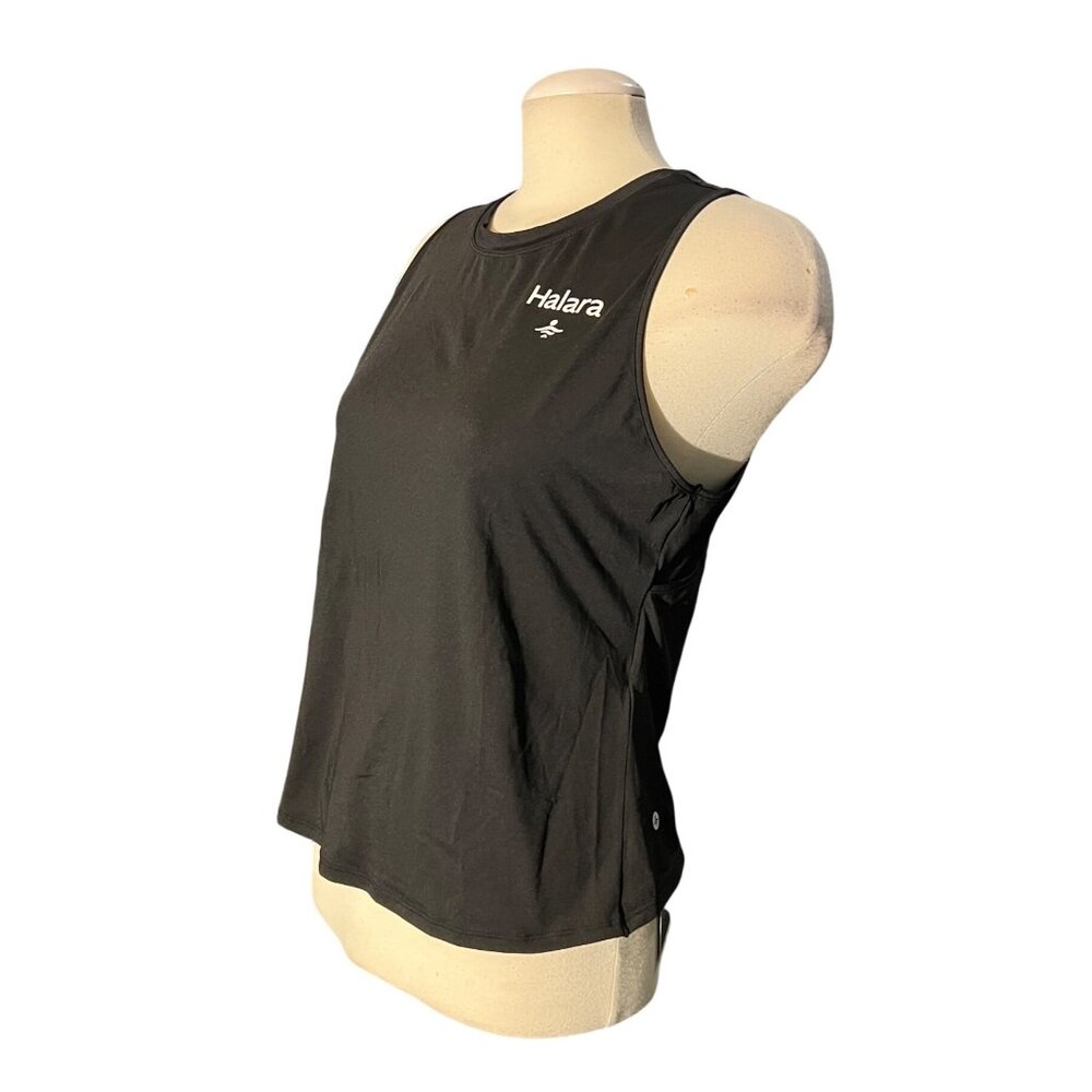 Halara Cut Out Crossover Hem Solid Yoga Tank Top Sz Small Womens Black